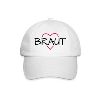 Braut Herz JunggesellinnenabschiedHochzeit - Baseballkappe - Weiß/Weiß - Vorne