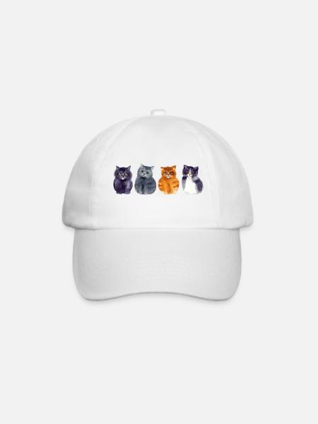 4 Katzen - Baseballkappe - Weiß/Weiß