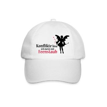 Konflikte löse ich meist mit Feenstaub (Spruch und - Baseballkappe - Weiß/Weiß - Vorne