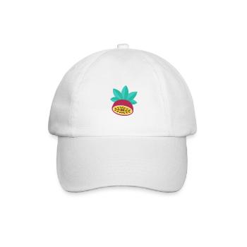 Maracuja Illustration – Sommer Frucht Motiv - Baseballkappe - Weiß/Weiß - Vorne