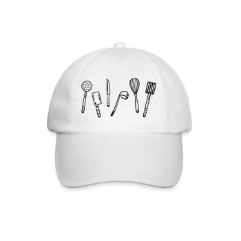 Küche, kochen, Utensilien - Baseballkappe - Weiß/Weiß - Vorne