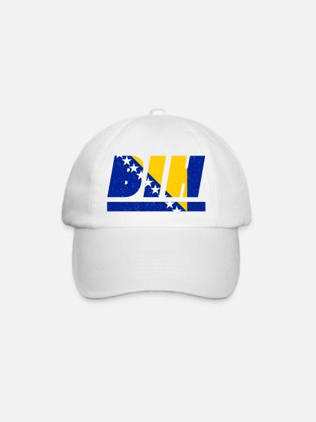 Bosnien und Herzegowina Fahne Flagge BIH - Baseballkappe - Weiß/Weiß
