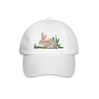 Hase, Kaninchen, Frühling - Baseballkappe - Weiß/Weiß - Vorne