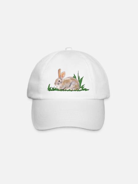 Hase, Kaninchen, Frühling - Baseballkappe - Weiß/Weiß