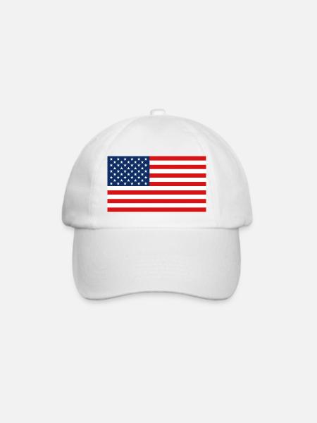 USA Flagge - Flagge - Baseballkappe - Weiß/Weiß