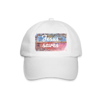 Jesus saves - Baseballkappe - Weiß/Weiß - Vorne