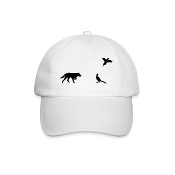 Vorstehhund & Fasane Silhouette - Baseballkappe - Weiß/Weiß - Vorne