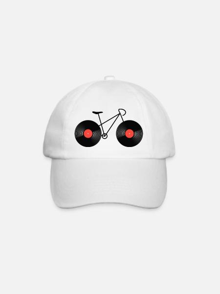 Vinyl Fahrrad Schallplatte Plattenspieler DJ Musik - Baseballkappe - Weiß/Weiß