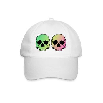 Two skulls - Baseballkappe - Weiß/Weiß - Vorne