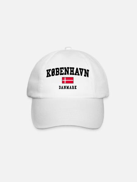 Kopenhagen Dänemark Flagge Design - Baseballkappe - Weiß/Weiß
