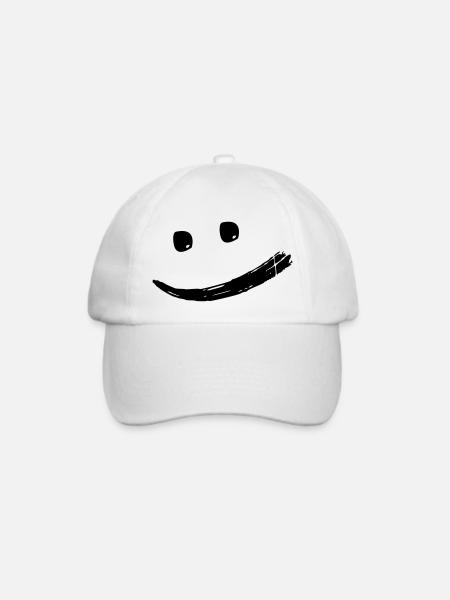 Fröhliches kreatives cool lachendes Gesicht Vektor - Baseballkappe - Weiß/Weiß