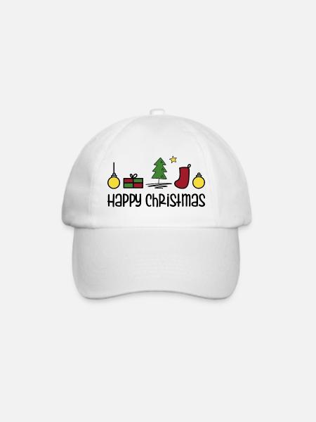 Happy Christmas - Baseballkappe - Weiß/Weiß