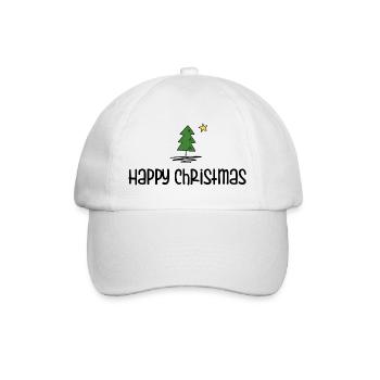 Happy Christmas - Baseballkappe - Weiß/Weiß - Vorne