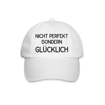 Nicht perfekt aber glücklich - Baseballkappe - Weiß/Weiß - Vorne