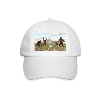 Gorillas mit Denker Skulptur - Baseballkappe - Weiß/Weiß - Vorne