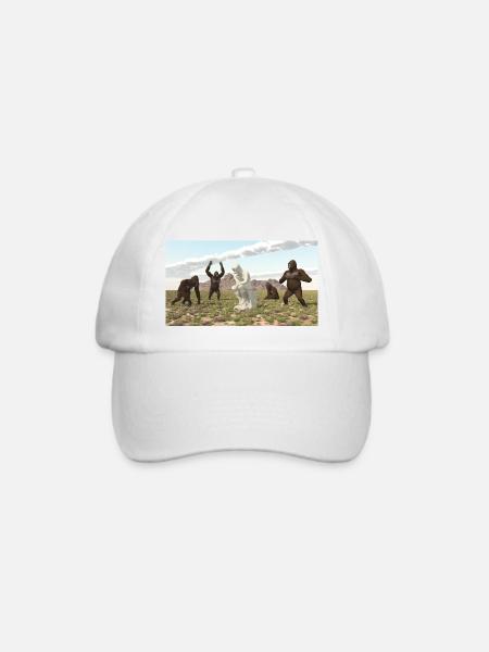 Gorillas mit Denker Skulptur - Baseballkappe - Weiß/Weiß