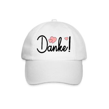 Schriftzug Danke - Dankeschön Sprüche Geschenk - Baseballkappe - Weiß/Weiß - Vorne