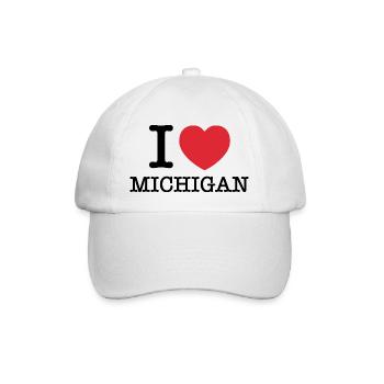 Ich liebe Michigan | Michigan | I Herz Michigan - Baseballkappe - Weiß/Weiß - Vorne