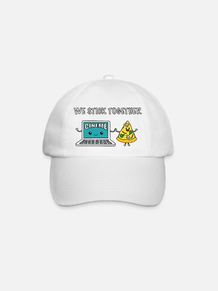 We Stick Together - Pizza und Streaming - Baseballkappe - Weiß/Weiß