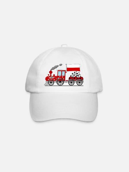 Polen Flagge Fußball Eisenbahn - Baseballkappe - Weiß/Weiß