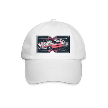Red Retro Racecar - Baseballkappe - Weiß/Weiß - Vorne