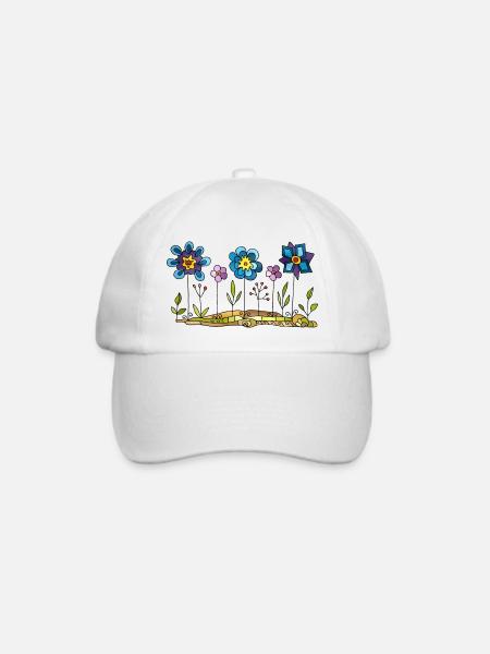 Blumen - Baseballkappe - Weiß/Weiß