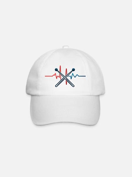 Heartbeat & Chopsticks Design T-Shirt - Baseballkappe - Weiß/Weiß