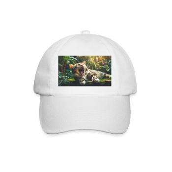 Niedliche Tiere chillen – Katze - Baseballkappe - Weiß/Weiß - Vorne