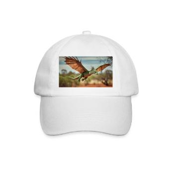 Ein realistischer grün-orangefarbener Drache im Outback - Baseballkappe - Weiß/Weiß - Vorne