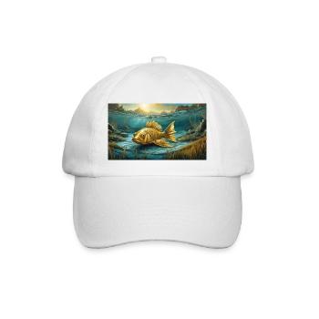 Wortspiel mehrdeutiger Ausdruck - Goldfisch - Baseballkappe - Weiß/Weiß - Vorne