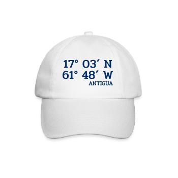 Antigua Coordinates - Koordinaten - Karibik - Baseballkappe - Weiß/Weiß - Vorne