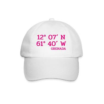 Grenada Coordinates - Koordinaten - Karibik - Baseballkappe - Weiß/Weiß - Vorne