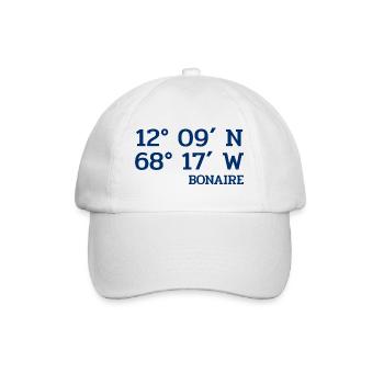 Bonaire Coordinates - Koordinaten - Karibik - Baseballkappe - Weiß/Weiß - Vorne