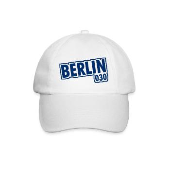 Berlin - 030 - Hauptstadt - Deutschland - Vorwahl - Baseballkappe - Weiß/Weiß - Vorne