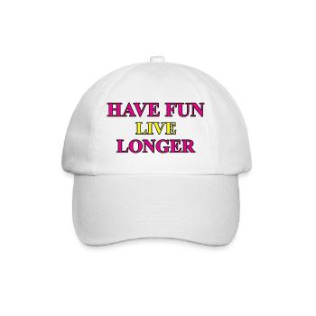 Have Fun - Inspirierendes Lifestyle-Printdesign - Baseballkappe - Weiß/Weiß - Vorne