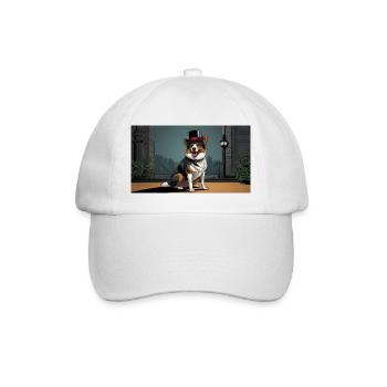 Australian Shepherd Hund Zeichnung - Baseballkappe - Weiß/Weiß - Vorne
