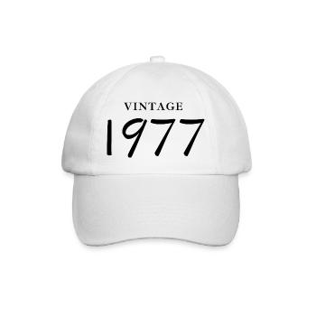 Jahrgang 1977 - Geschenkidee zum Jubiläum - Baseballkappe - Weiß/Weiß - Vorne
