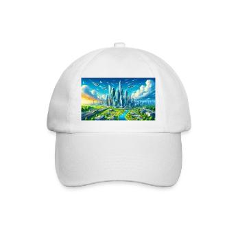 Futuristische Stadt - Baseballkappe - Weiß/Weiß - Vorne