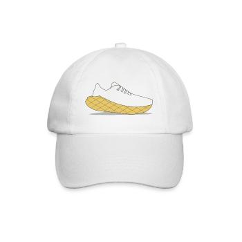 Gelbe Gitter-Sohle Sneaker - Baseballkappe - Weiß/Weiß - Vorne
