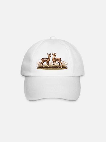 Rehe auf Wiese - Baseballkappe - Weiß/Weiß