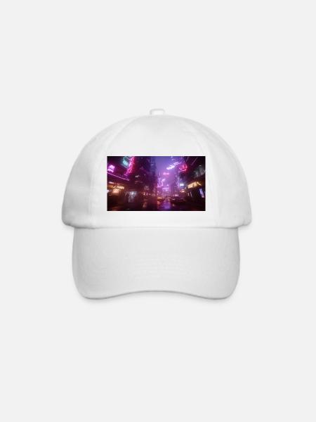 Cyberpunk Stadt4 - Baseballkappe - Weiß/Weiß