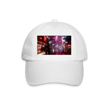 Cyberpunk Stadt3 - Baseballkappe - Weiß/Weiß - Vorne