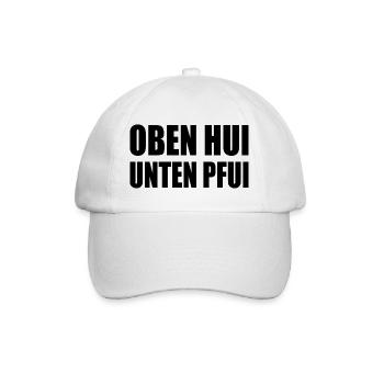 oben hui, unten pfui - Baseballkappe - Weiß/Weiß - Vorne