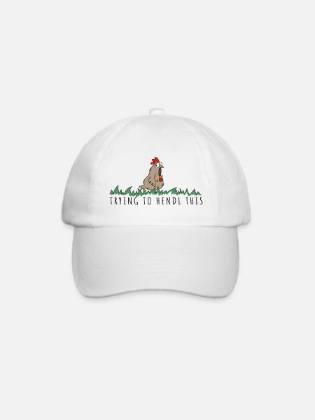trying to hendl this Spruch Huhn Henne Hahn - Baseballkappe - Weiß/Weiß