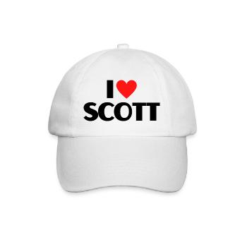 I love Scott Rotes Herz Liebe Fan Geschenk - Baseballkappe - Weiß/Weiß - Vorne