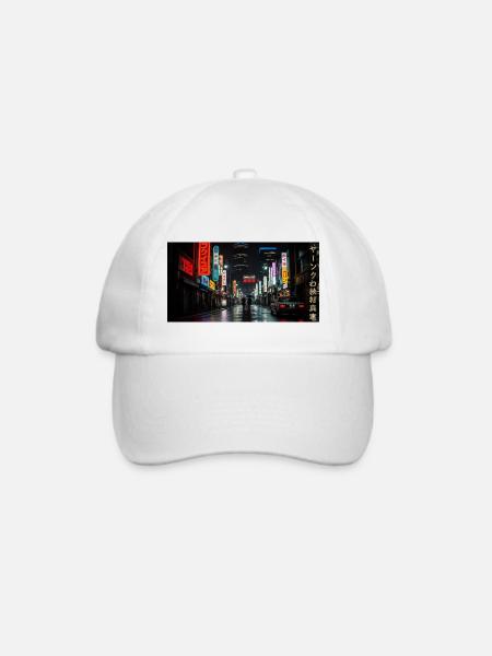 Nachtleben Tokios Neon-Straße - Baseballkappe - Weiß/Weiß