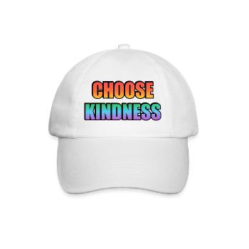 Gay Pride Regenbogen Wählen Sie Freundlichkeit Typografie - Baseballkappe - Weiß/Weiß - Vorne