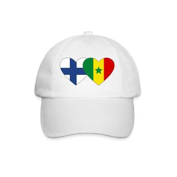 Finnland Senegal Flagge Herz - Baseballkappe - Weiß/Weiß - Vorne