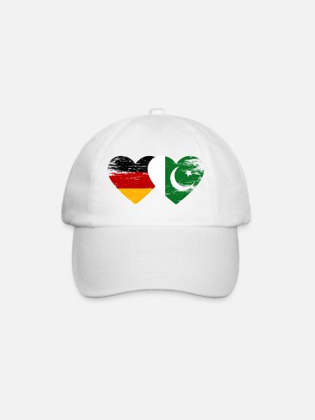 Deutschland Pakistan Flagge Herz used - Baseballkappe - Weiß/Weiß
