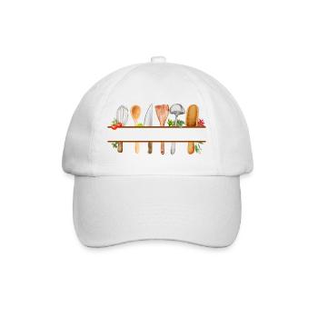 Personalisiertes Aquarell-Küchengeschenk - Baseballkappe - Weiß/Weiß - Vorne